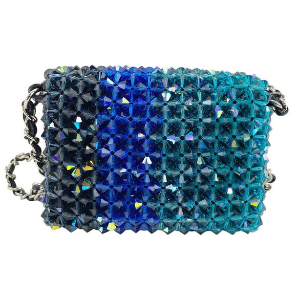 Chanel Crystal Micro Flap Bag CC Evening Ombre Iridescent Mini Crossbody Handbag - Picture 4 of 15